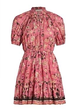 Ulla Johnson Pink Floral Tiered Mini Dress